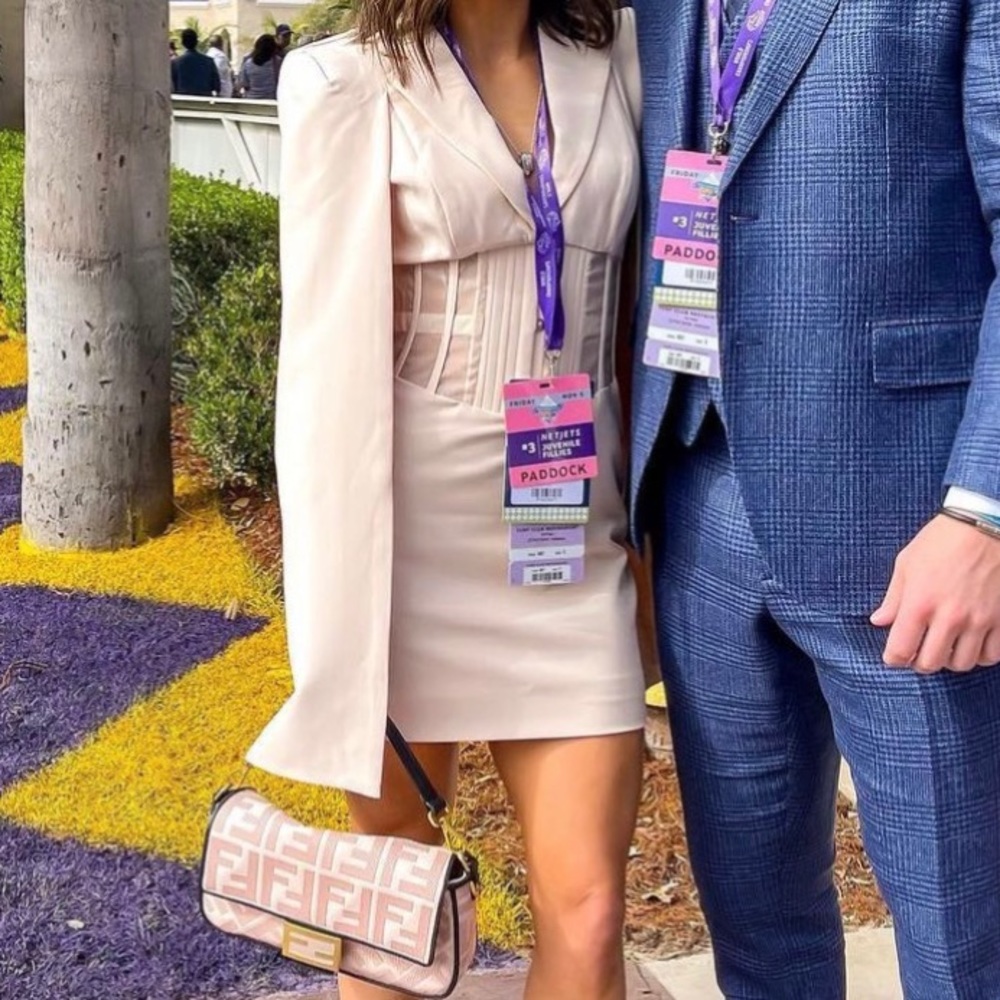 Blush/cream blazer dress